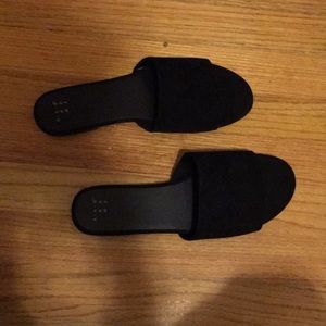 black suede slides